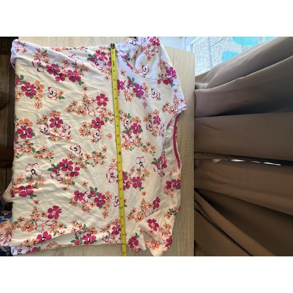 Croft & Barrow Classic Tee 100% Cotton White Floral Short Sleeve Size XL Women's - Picture 5 of 5